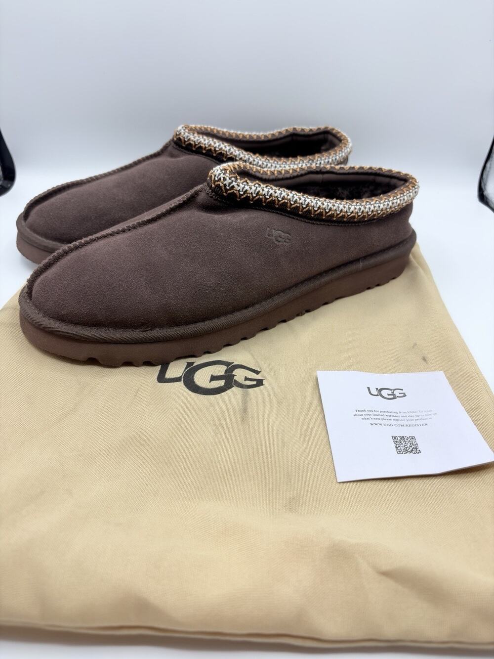 UGG Men's Tasman II Slippers Kuwans Dusted Cocoa Model 1174671 Sz 12 EU 45 w Bag